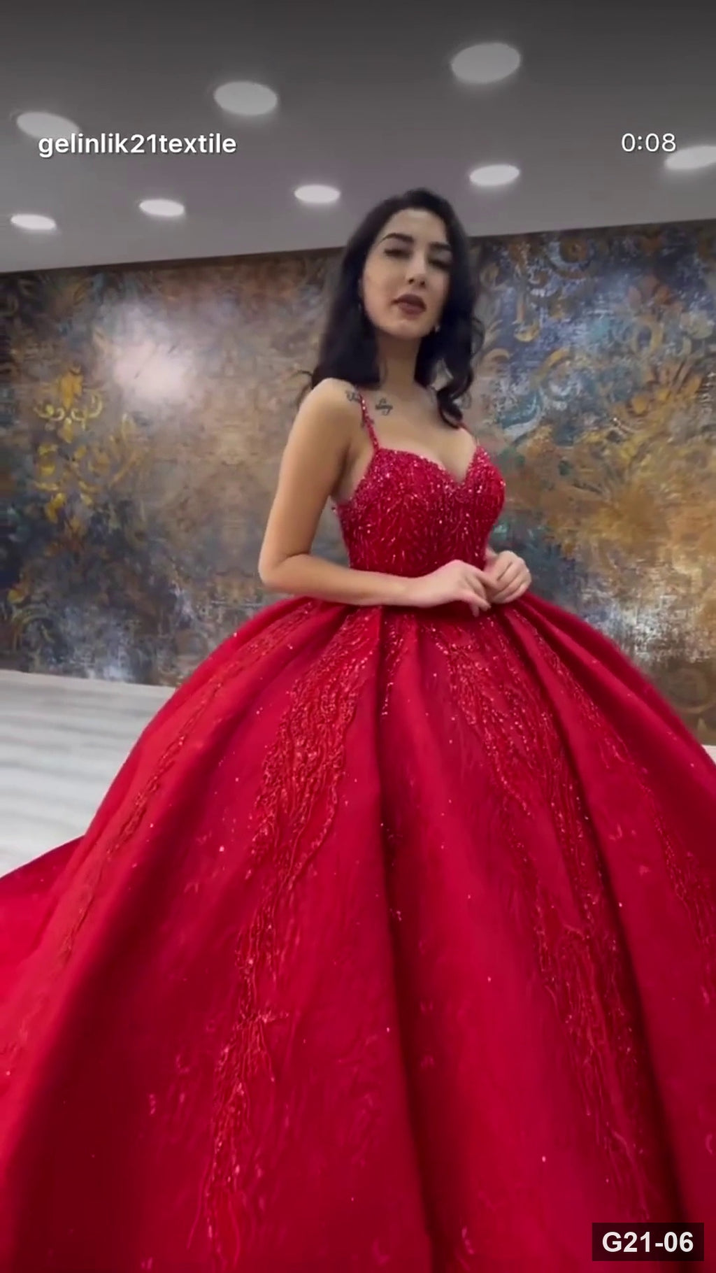 G21-006 robe de fiançailles princesse rouge cramoisi