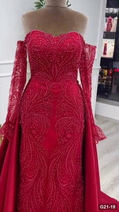 G21-019 robe de fiançailles princesse rouge cramoisi