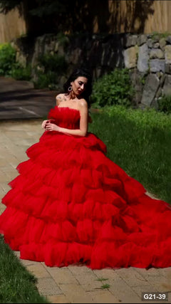 G21-039 robe de fiançailles princesse rouge cramoisi