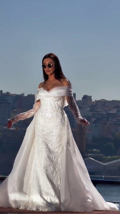 G21-040A robe de mariée princesse ornée de cristaux et perles champagne
