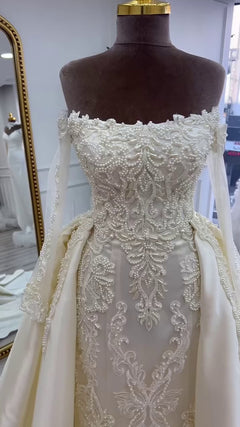 G21-050A robe de mariée princesse en dentelle ivoire