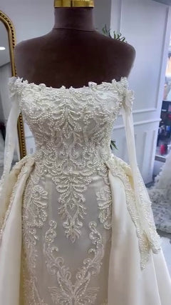 G21-052A robe de mariée princesse en dentelle ivoire