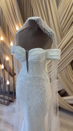 G21-061A robe de mariée princesse en dentelle champagne