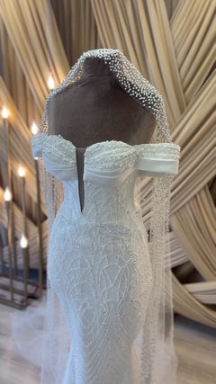 G21-061A robe de mariée princesse en dentelle champagne