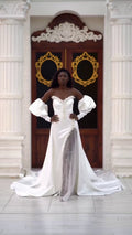 G21-066A robe de mariée princesse ornée de cristaux et perles ivoire