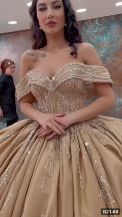 G21-068 robe de fiançailles princesse champagne