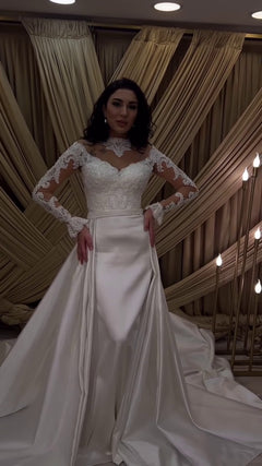 G21-072A robe de mariée princesse en dentelle ivoire