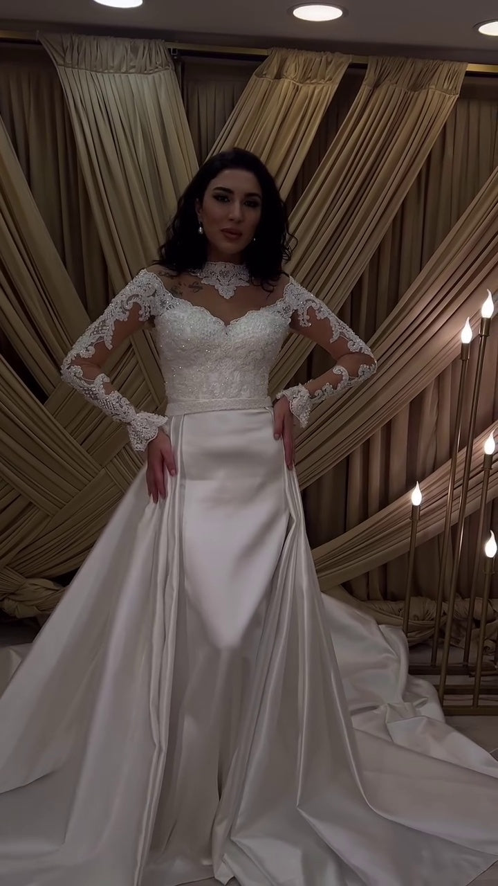 G21-072A robe de mariée princesse en dentelle ivoire