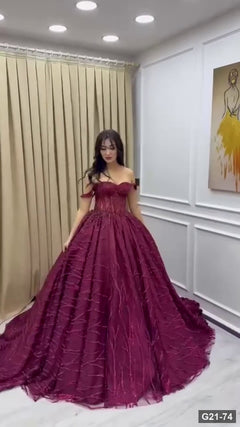 G21-074 robe de fiançailles princesse bordeaux