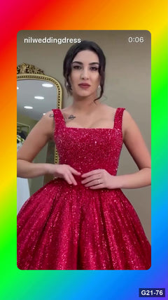 G21-076 robe de fiançailles princesse rouge cramoisi