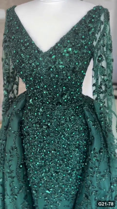 G21-078 robe de fiançailles princesse vert émeraude