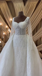 G21-083A robe de mariée princesse en dentelle ivoire