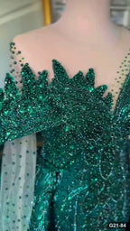 G21-084 robe de fiançailles princesse vert émeraude