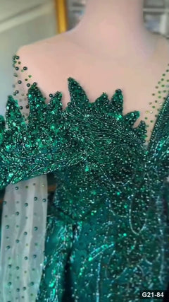 G21-084 robe de fiançailles princesse vert émeraude