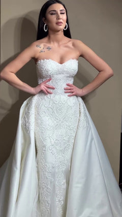 G21-100A robe de mariée princesse en dentelle perlée ivoire