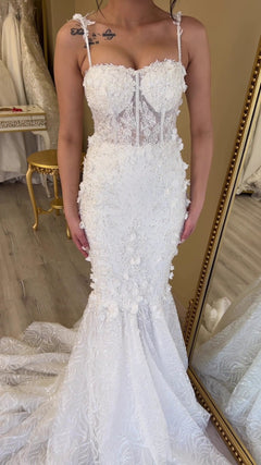 G21-103A robe de mariée princesse en dentelle perlée ivoire