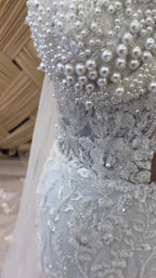 G21-116A robe de mariée princesse en dentelle perlée ivoire doux