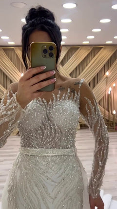 G21-130A robe de mariée princesse en dentelle perlée ivoire doux