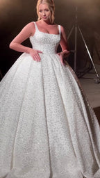 G21-136A robe de mariée princesse en dentelle perlée ivoire doux