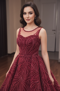 CANX Yakın Çekim - Bordeaux Cristal Leaf Robe