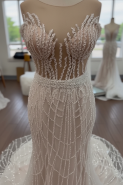 Cristal Cage Sirène robe de mariée