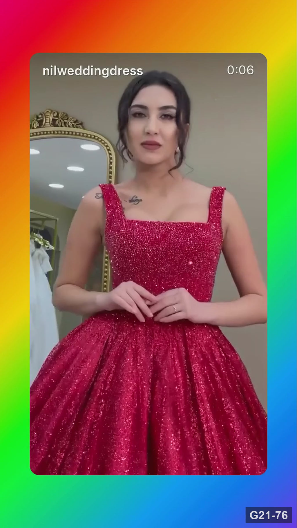 G21-076 robe de fiançailles princesse en tulle rouge cramoisi
