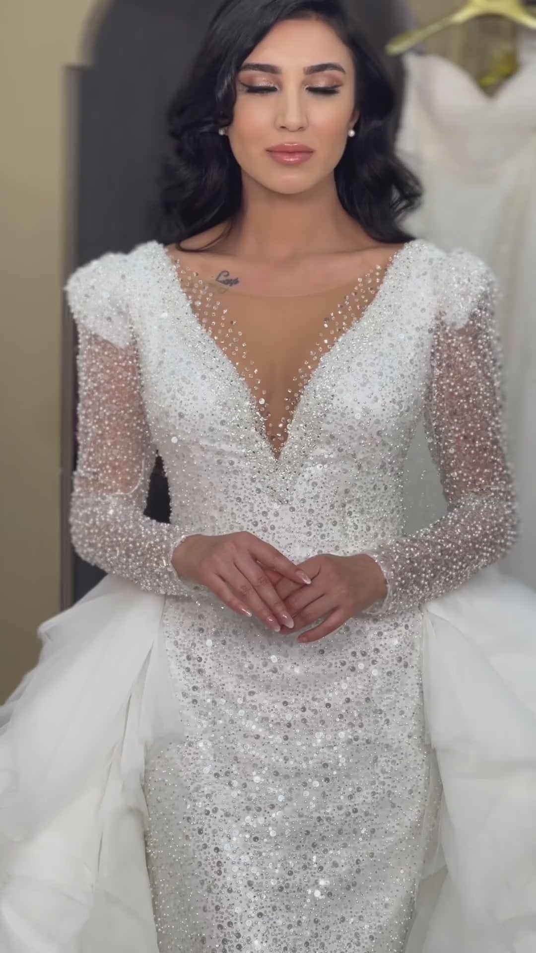 G21-080A robe de mariée princesse en dentelle perlée ivoire