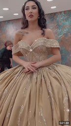 G21-068 robe de fiançailles princesse en tulle champagne