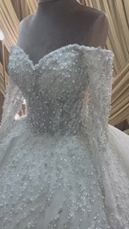 G21-053A robe de mariée princesse en dentelle champagne