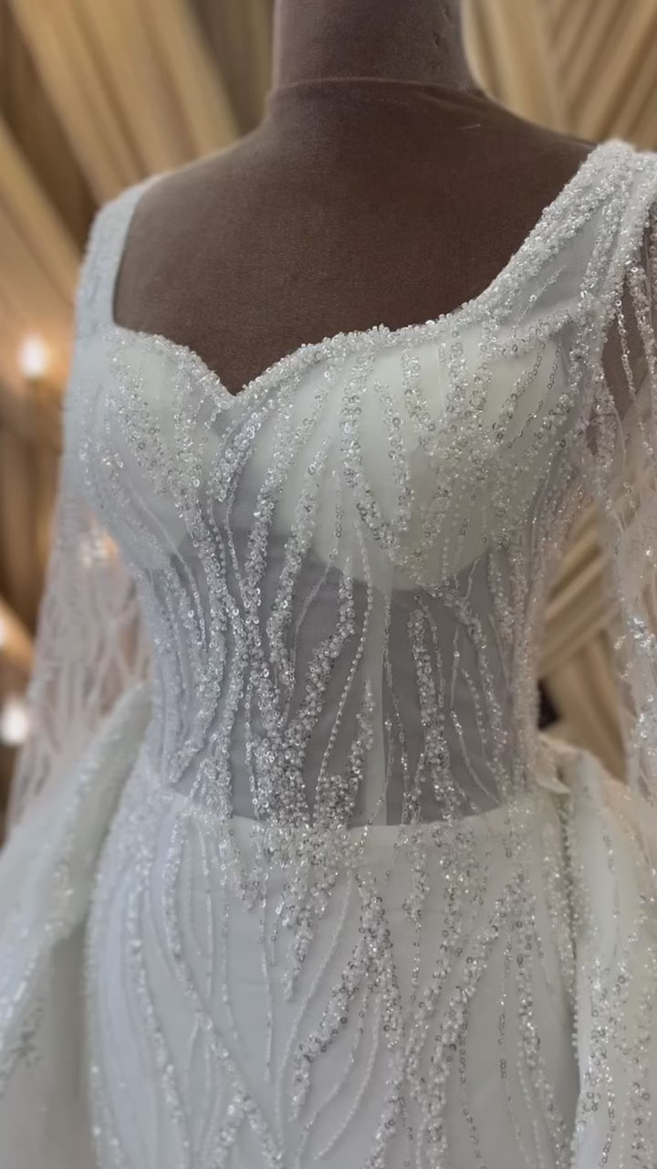 G21-083A robe de mariée princesse en dentelle ivoire