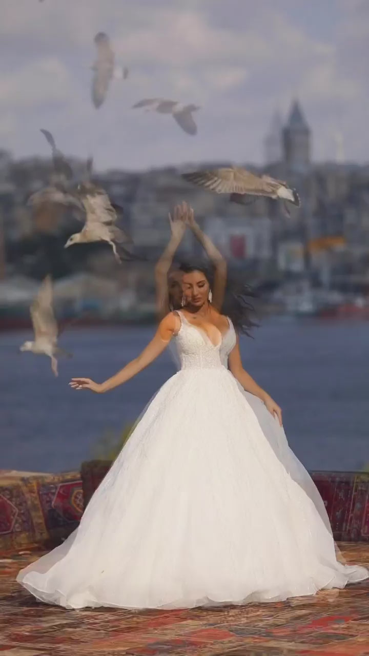 G21-141A robe de mariée princesse ornée ivoire