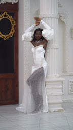G21-066A robe de mariée princesse ornée de cristaux et perles ivoire