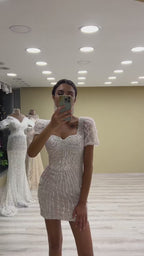 G21-147A robe de mariée princesse en dentelle perlée ivoire