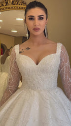 G21-105A robe de mariée princesse en dentelle perlée ivoire