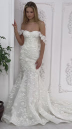 G21-094A robe de mariée princesse en dentelle perlée ivoire