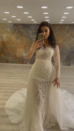 G21-149A robe de mariée princesse en dentelle champagne