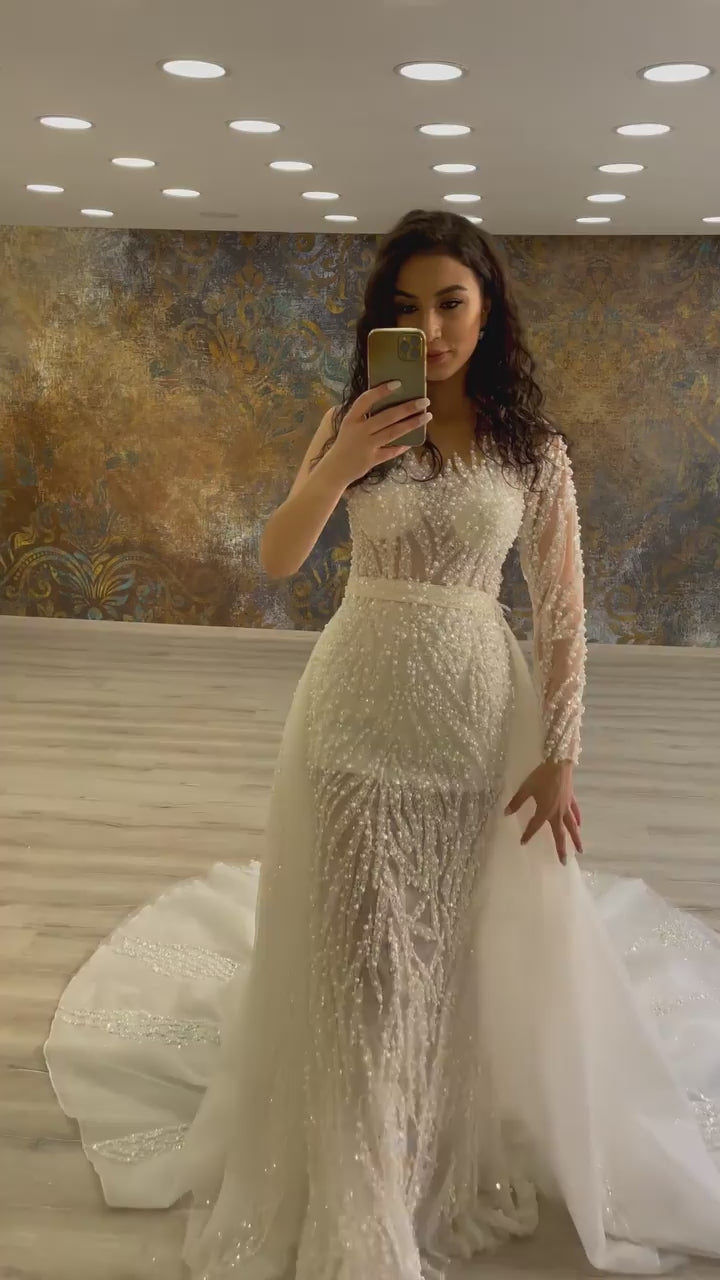 G21-149A robe de mariée princesse en dentelle champagne