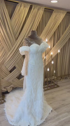 G21-064A robe de mariée princesse en dentelle champagne