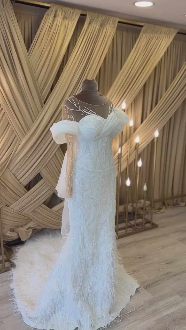 G21-064A robe de mariée princesse en dentelle champagne