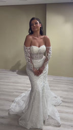 G21-088A robe de mariée princesse en dentelle perlée ivoire doux